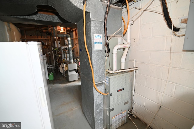 utility room with heating unit