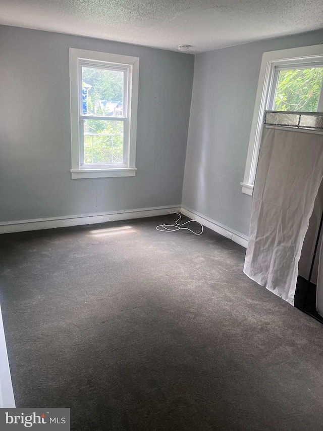 spare room with carpet floors and a textured ceiling