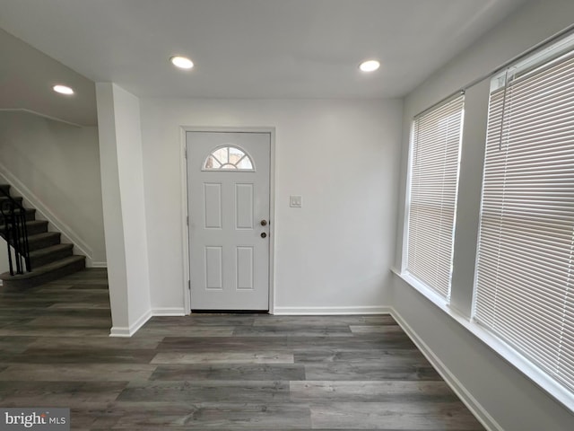 entrance foyer with dark wood-type flooring