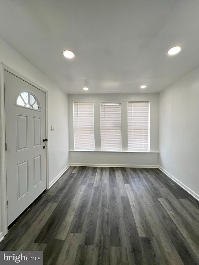 foyer entrance with dark hardwood / wood-style flooring