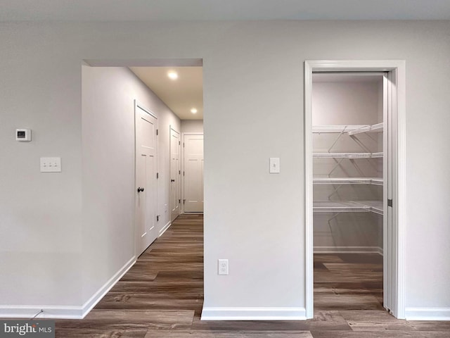 hall featuring dark hardwood / wood-style flooring