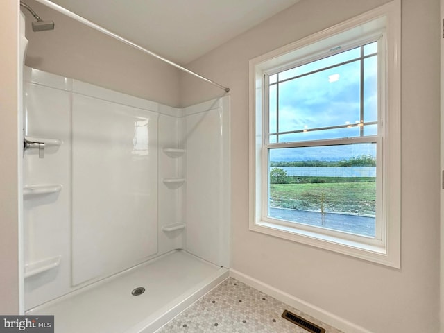 bathroom with a wealth of natural light and walk in shower