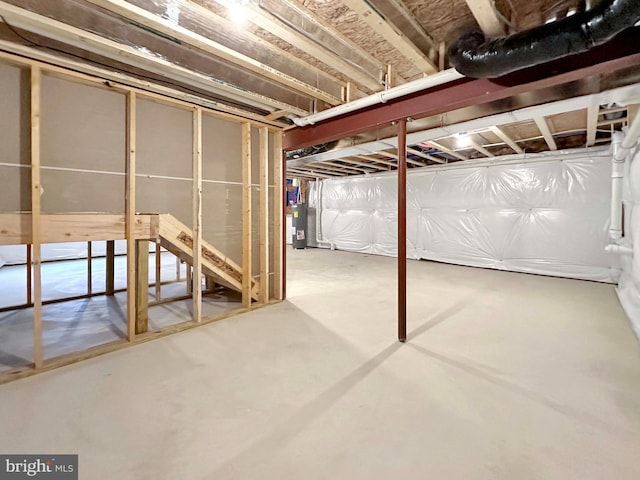 basement featuring water heater