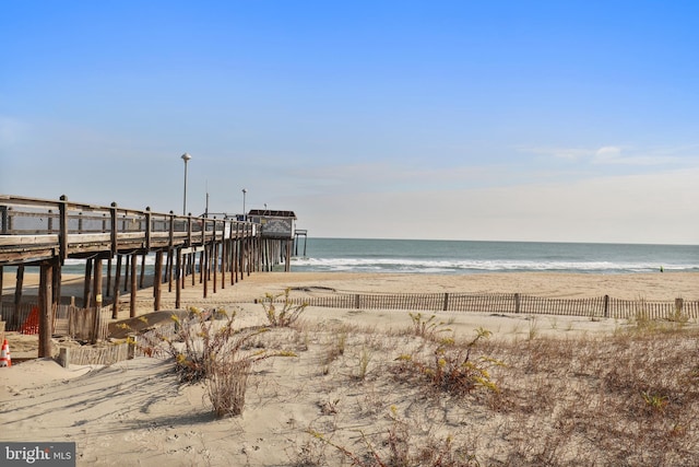 exterior space with a view of the beach