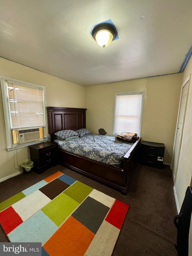 carpeted bedroom featuring cooling unit