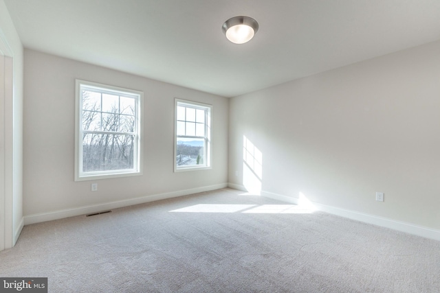 spare room featuring light carpet