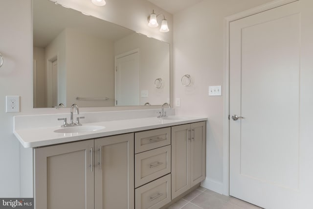 bathroom featuring vanity and tile patterned flooring