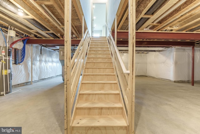 basement featuring water heater