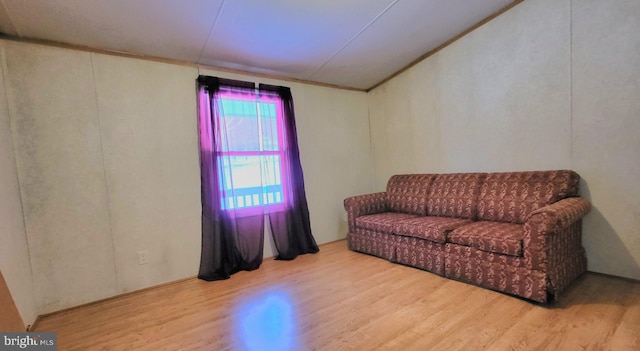 sitting room with light hardwood / wood-style floors