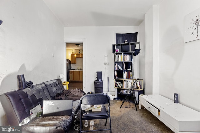 view of carpeted living area