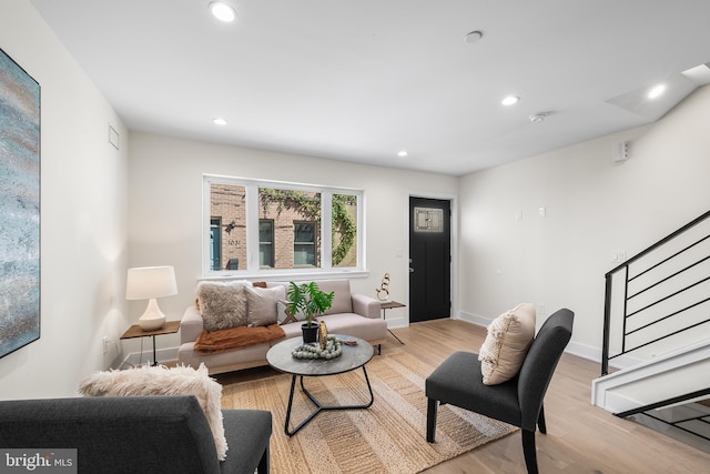 living room featuring light wood-type flooring