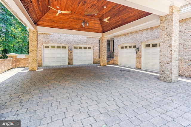 garage with wood ceiling