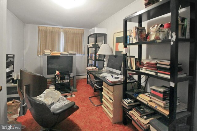 view of carpeted home office