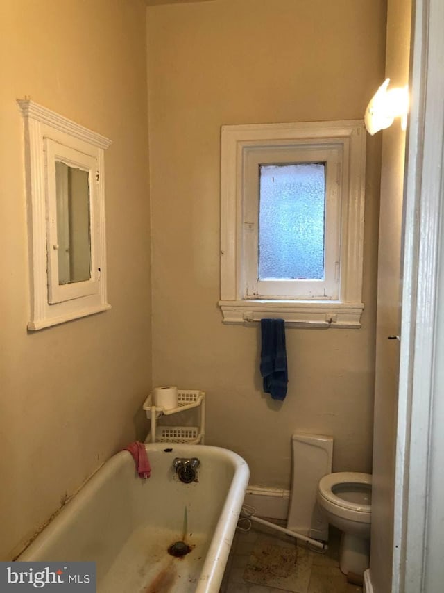 bathroom featuring a tub and toilet