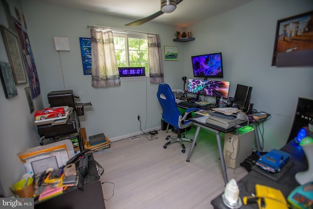 office area featuring light wood-type flooring