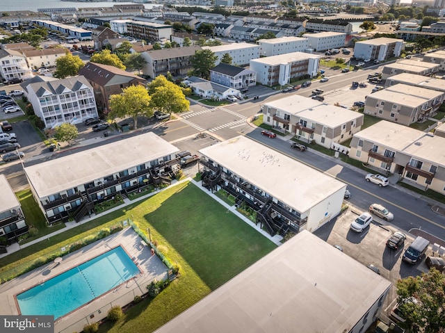 drone / aerial view with a view of city