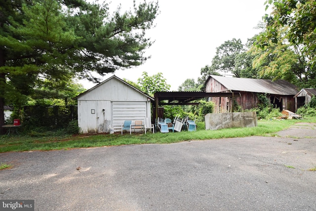 exterior space featuring a garage