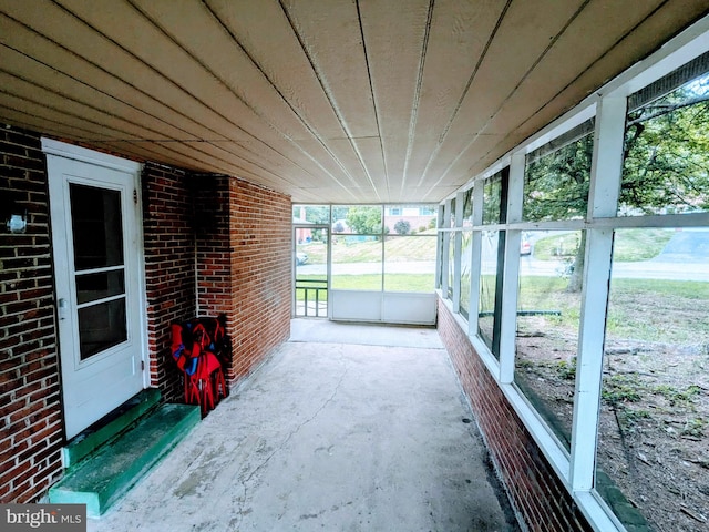 view of unfurnished sunroom