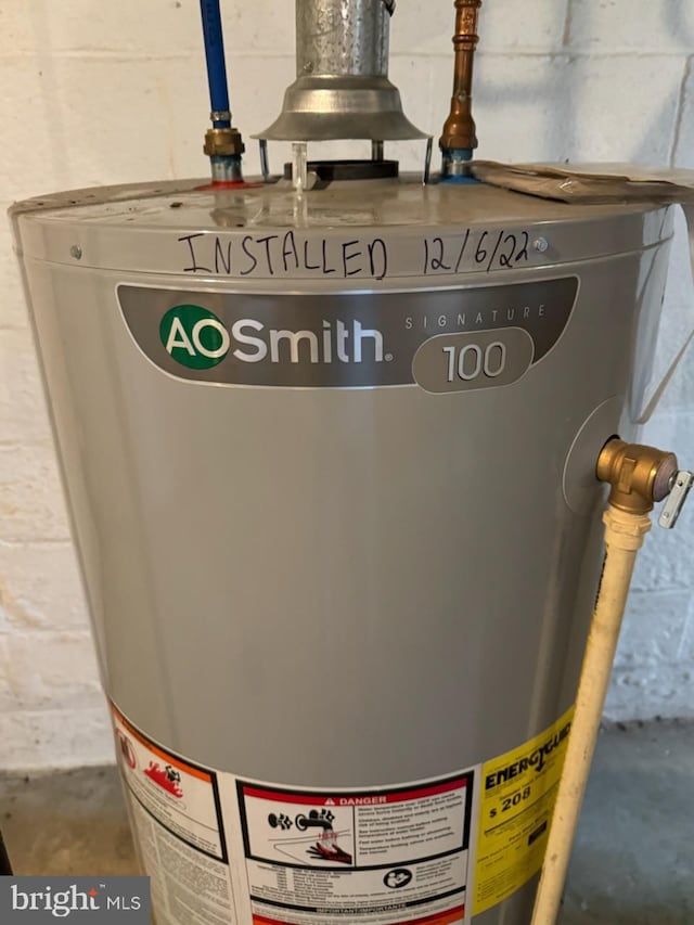 details featuring gas water heater