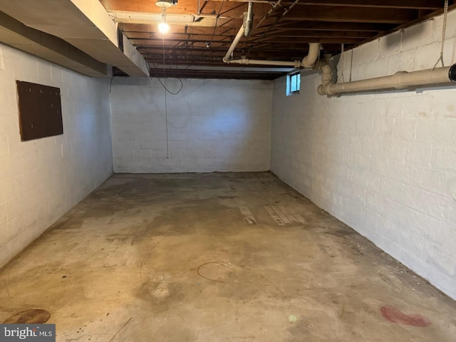 basement with electric panel