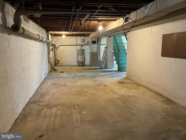 basement with gas water heater