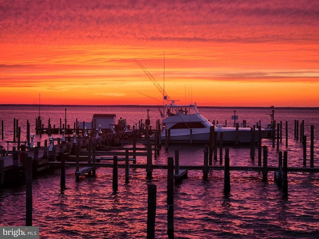 view of dock featuring a water view