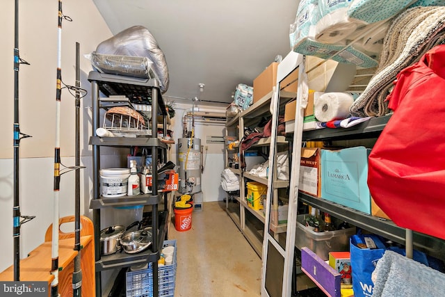 storage area featuring gas water heater