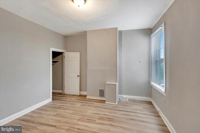 interior space with light hardwood / wood-style flooring