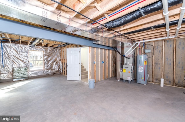 basement featuring water heater