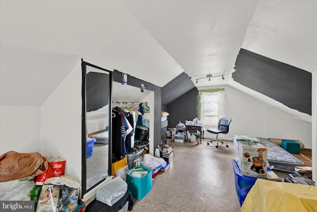 interior space featuring vaulted ceiling