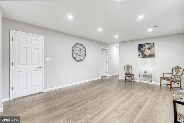 living area featuring light hardwood / wood-style flooring