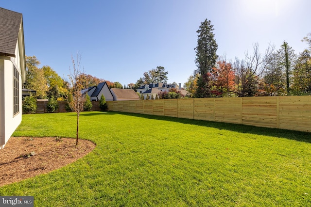 view of yard featuring a fenced backyard