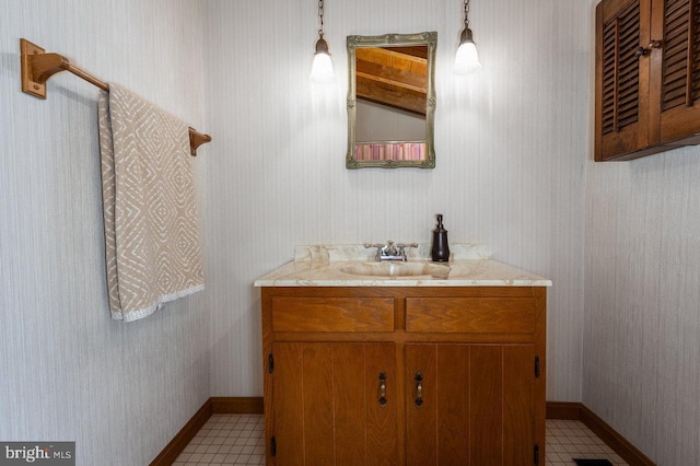 bathroom featuring vanity and tile patterned flooring