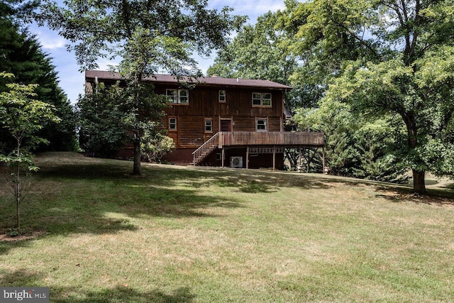 view of yard with a deck