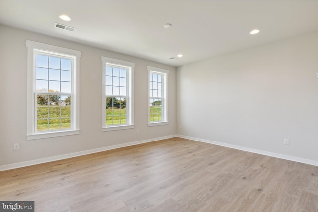 empty room featuring light hardwood / wood-style floors and plenty of natural light