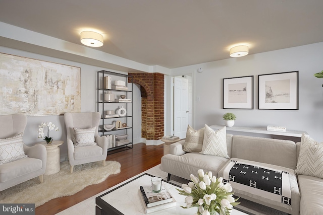 living room with wood-type flooring