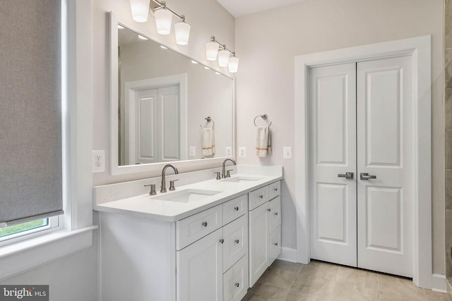 bathroom featuring vanity and tile patterned floors