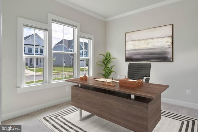 office area featuring ornamental molding