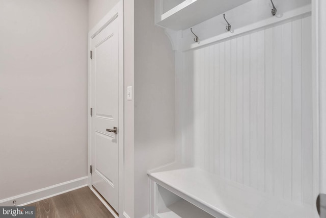 mudroom with dark hardwood / wood-style flooring