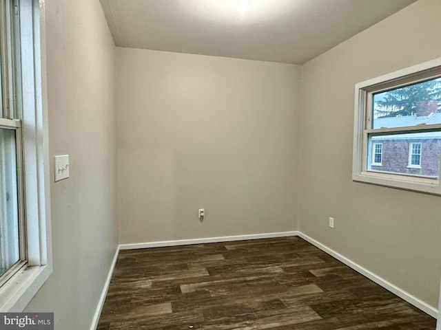 empty room with dark wood-type flooring