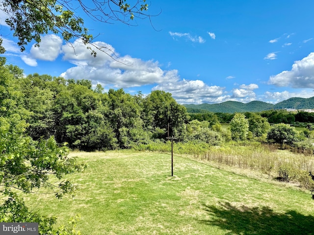 view of yard with a mountain view