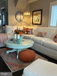 living room featuring breakfast area