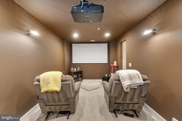 view of carpeted home theater room