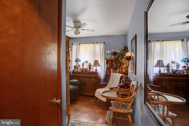 229 Oak Forest Dr, Saint Thomas, PA 17252 - living area with wood finished floors and a ceiling fan