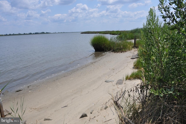 view of water feature with a view of the beach