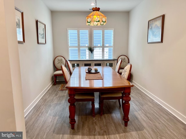 dining area featuring wood-type flooring