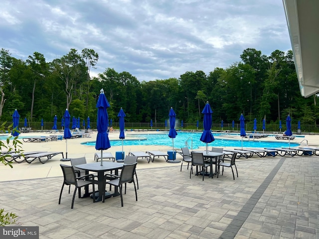 view of patio with a community pool