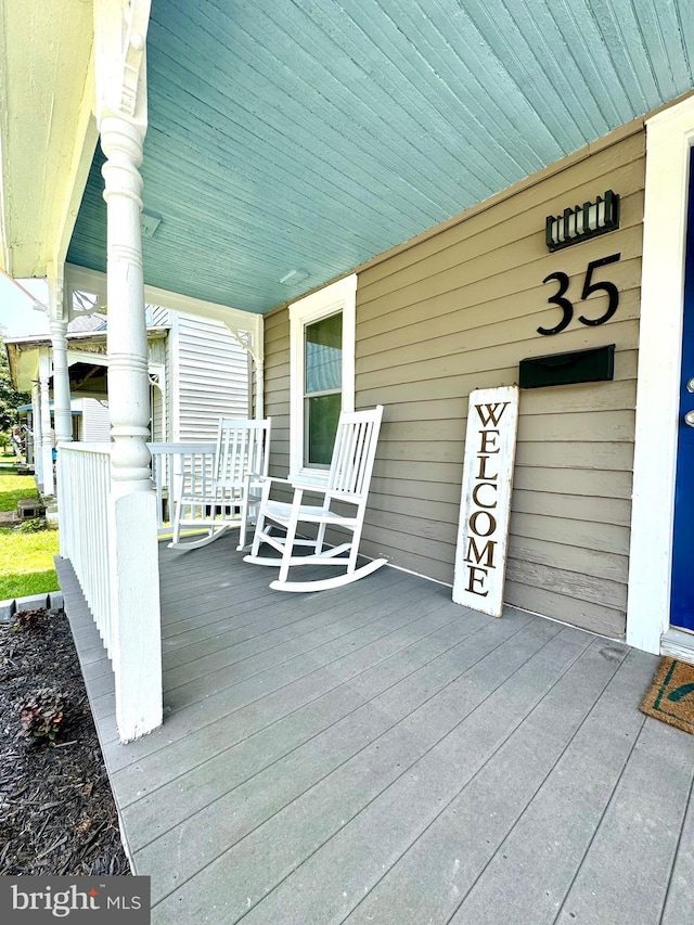 deck featuring a porch