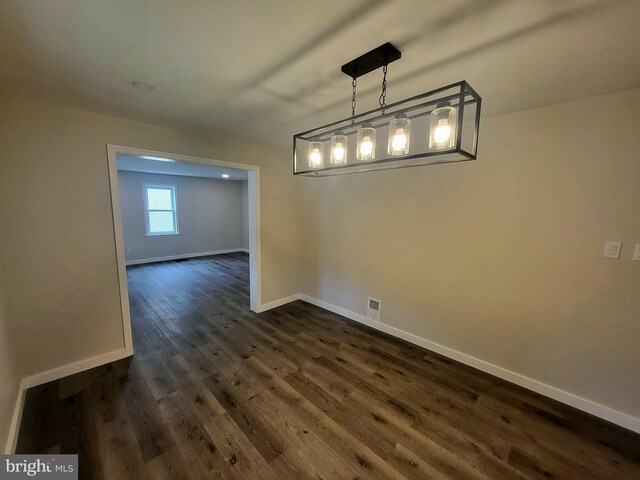 unfurnished dining area featuring dark hardwood / wood-style floors