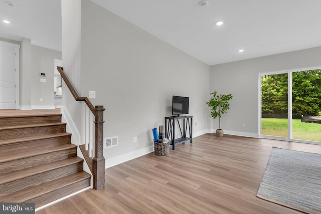 interior space with light hardwood / wood-style flooring